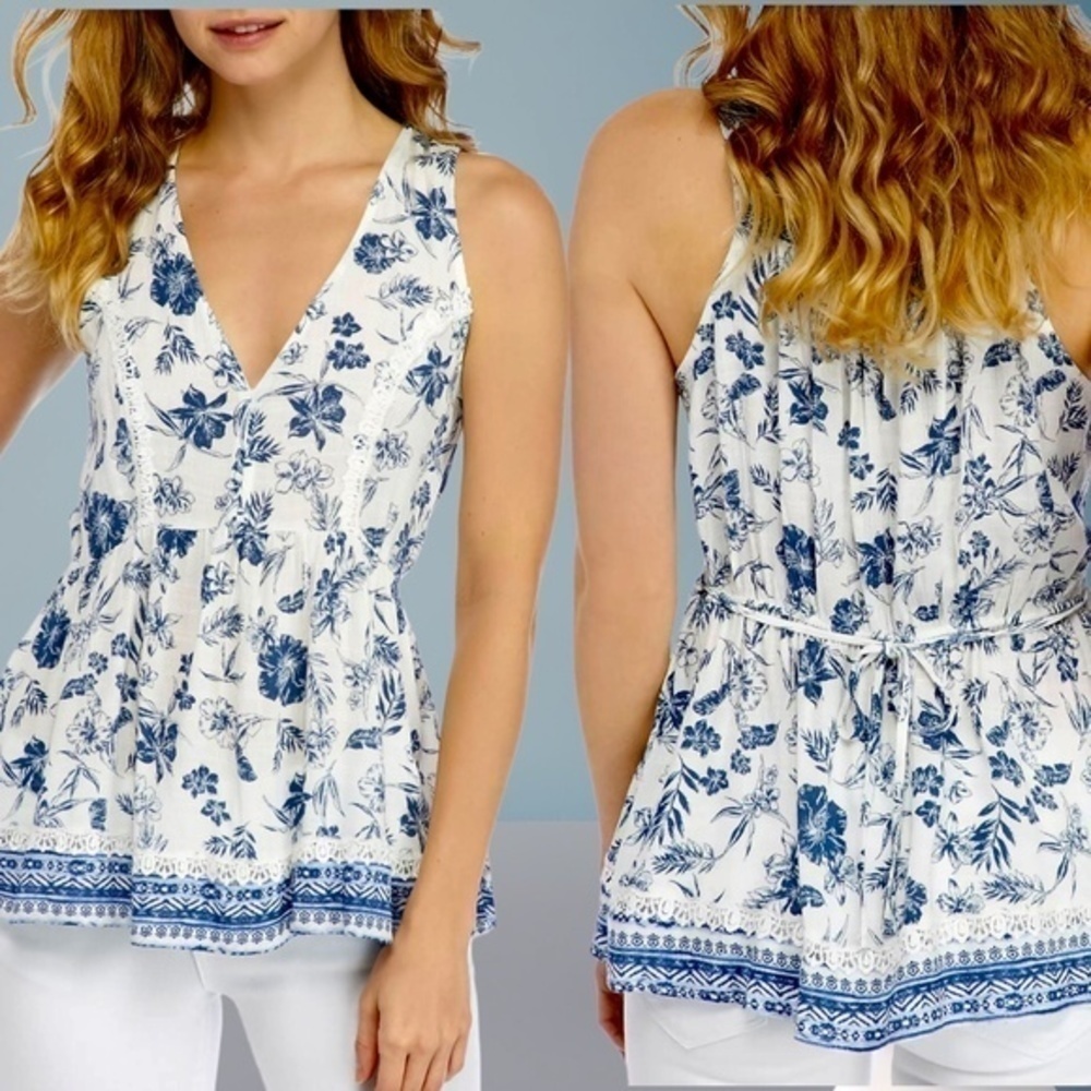 AMERICAN RAG V-neck Sleeveless Tunic w/Back Tie & Lace Insets NWT/XL - Picture 4 of 16